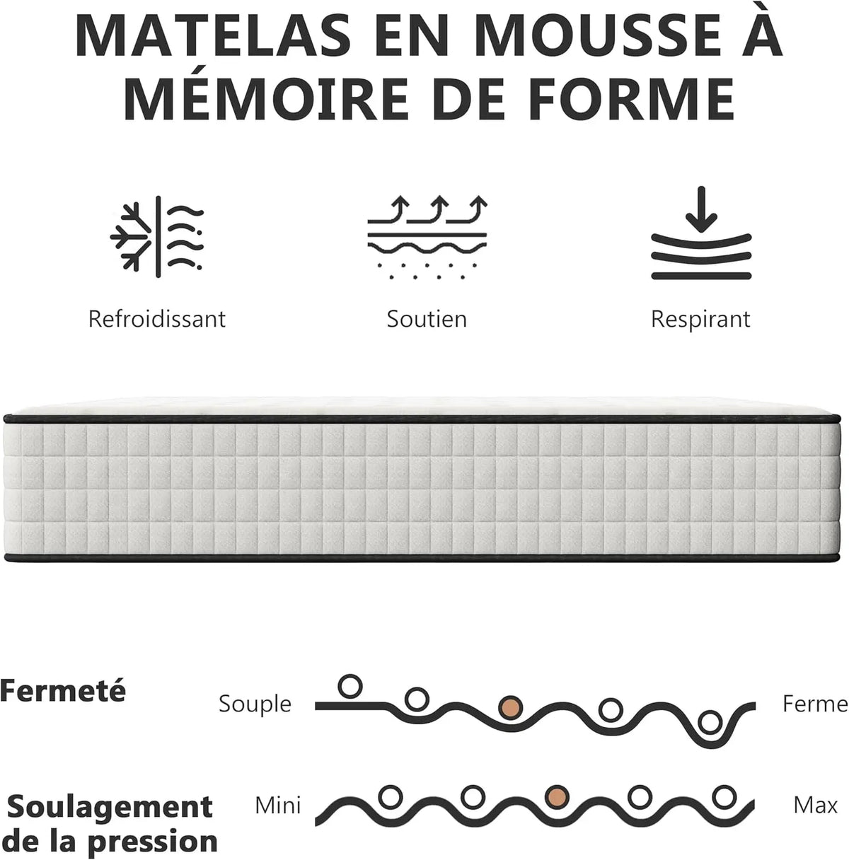Matelas mémoire de forme et mousse gel réversible