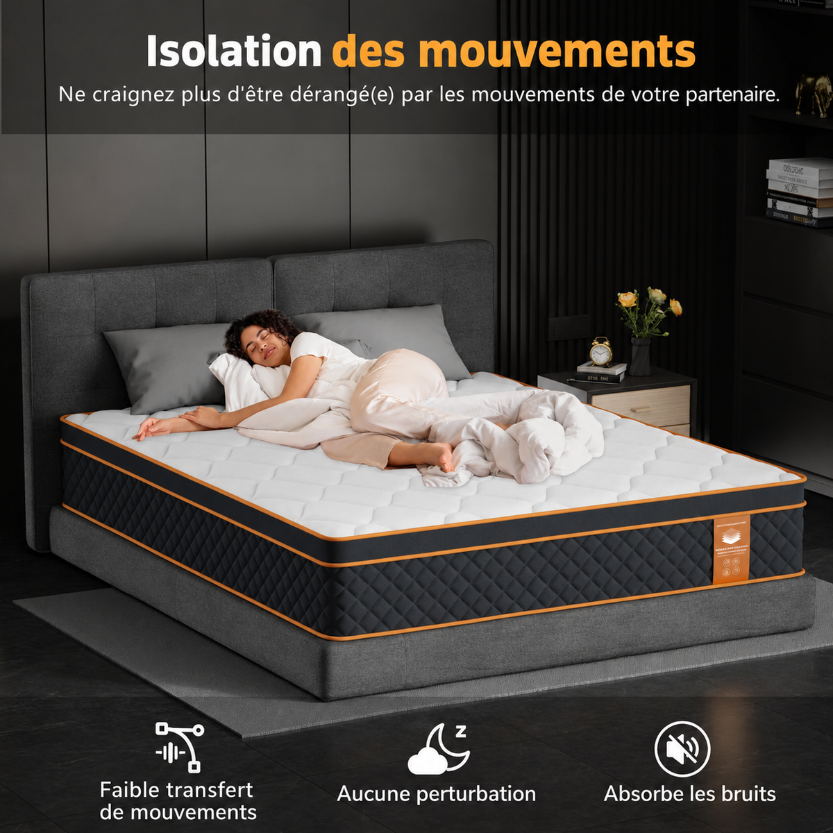 Matelas ressorts ensachés et mémoire de forme (25 cm)