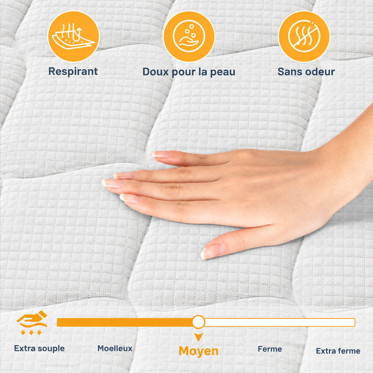 Matelas ressorts ensachés et mémoire de forme (25 cm)