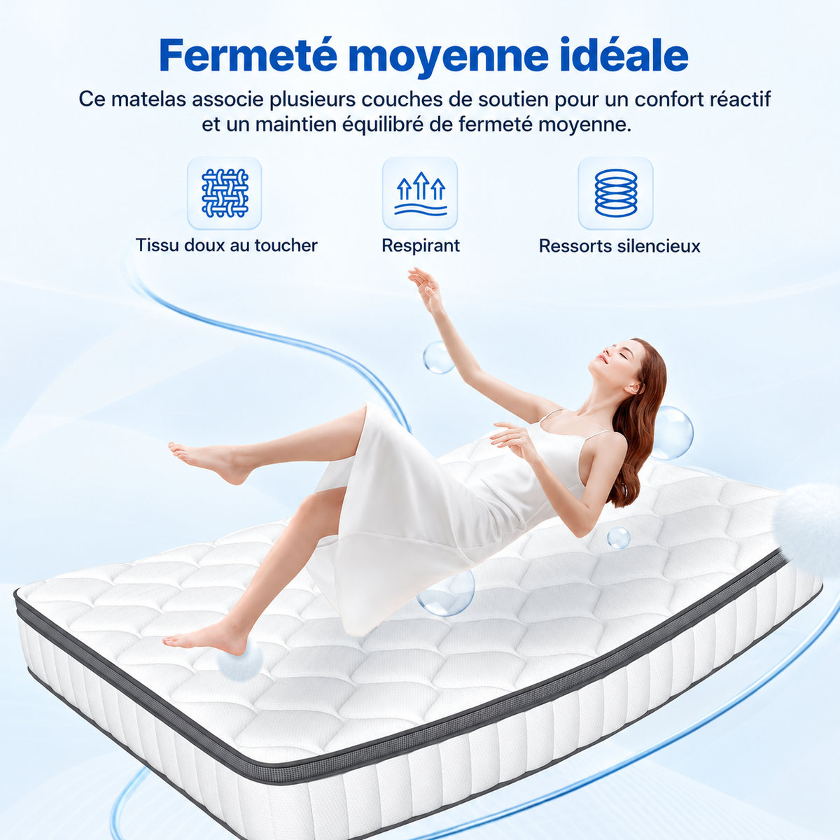 Matelas ressorts ensachés 7 zones – Latex et mémoire de forme (25cm)