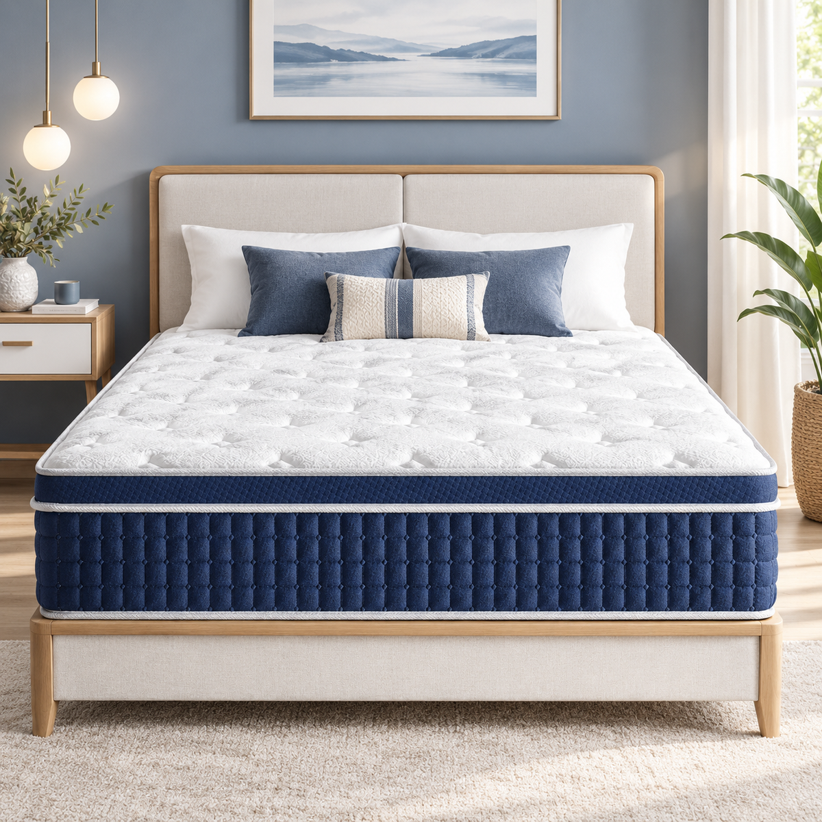 Matelas hybride ressorts ensachés et mémoire de forme 7 zones (30cm)